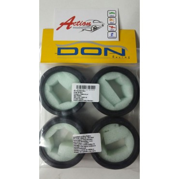 JOGO DE PNEUS PARA AUTOMODELOS 1/10 ON ROAD SLICK 26mm 65 SHORE DON RACING DONP02